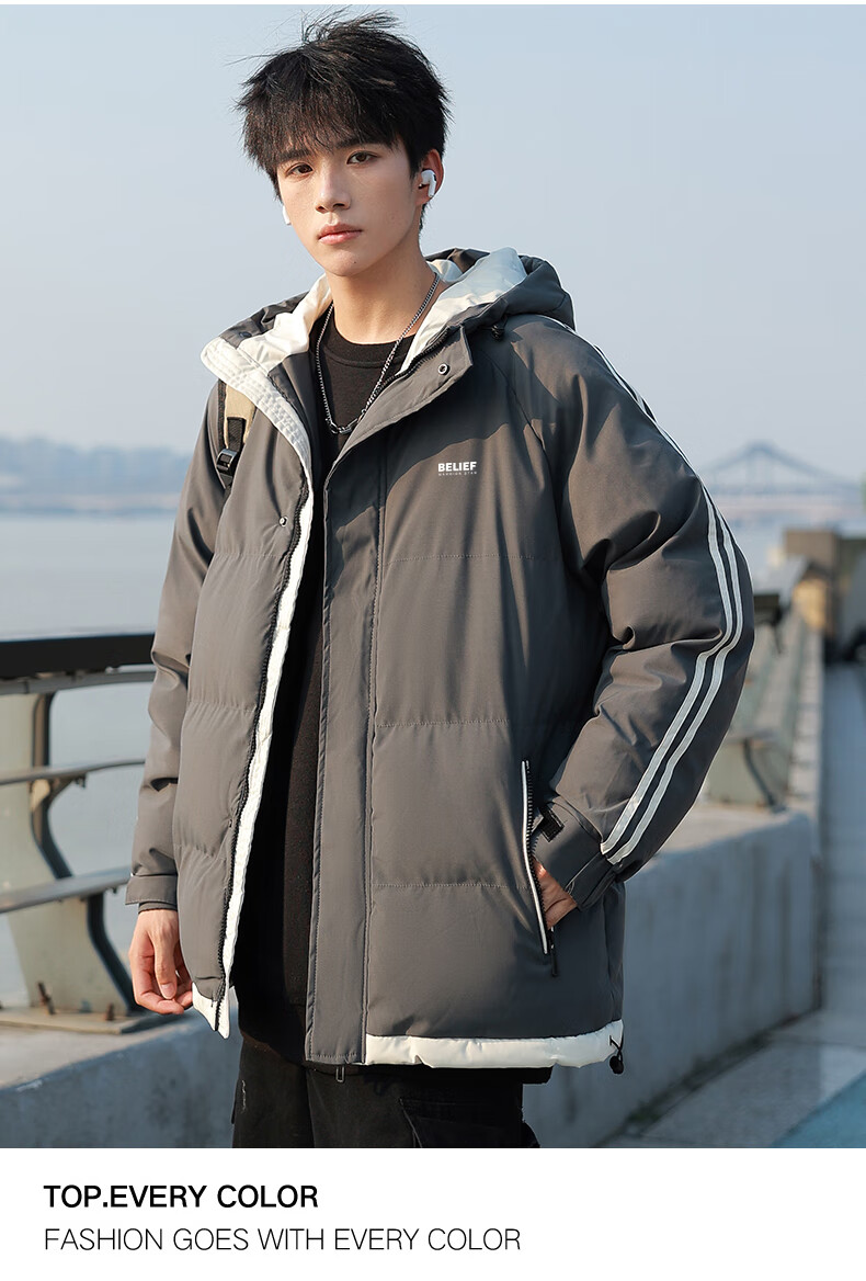 Huili Cotton Jacket Winter Men's Thickened Padded Coat, New Year Battle Robe, Hooded Puffer Jacket, Warm Cotton Clothing 28