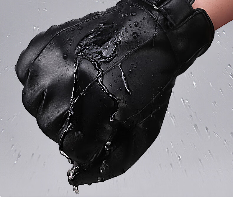 TUCANO Leather Gloves for Men, Cycling Winter Fleece-Lined Warm Touchscreen Gloves, Windproof Water-Resistant Driving Motorcycle Anti-Cold Riding Gloves 8