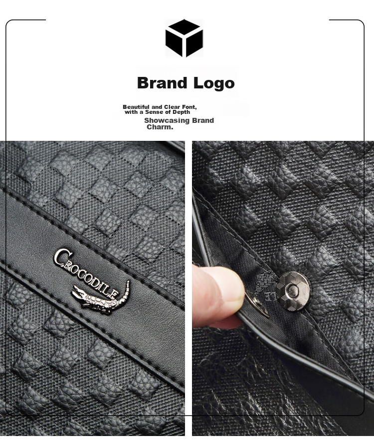 CROCODILE Top-Grain Leather Plaid Business Casual Shoulder Bag, Men's Vertical Crossbody Bag XT2045, Gift for Boyfriend 8