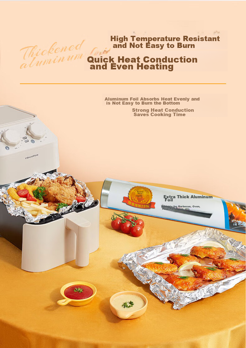 Temeiju Extra Thick Aluminum Foil Roll, 50m*38cm*18 Microns, for Air Fryer Paper, Oven Paper, Baking And Barbecue Use 3