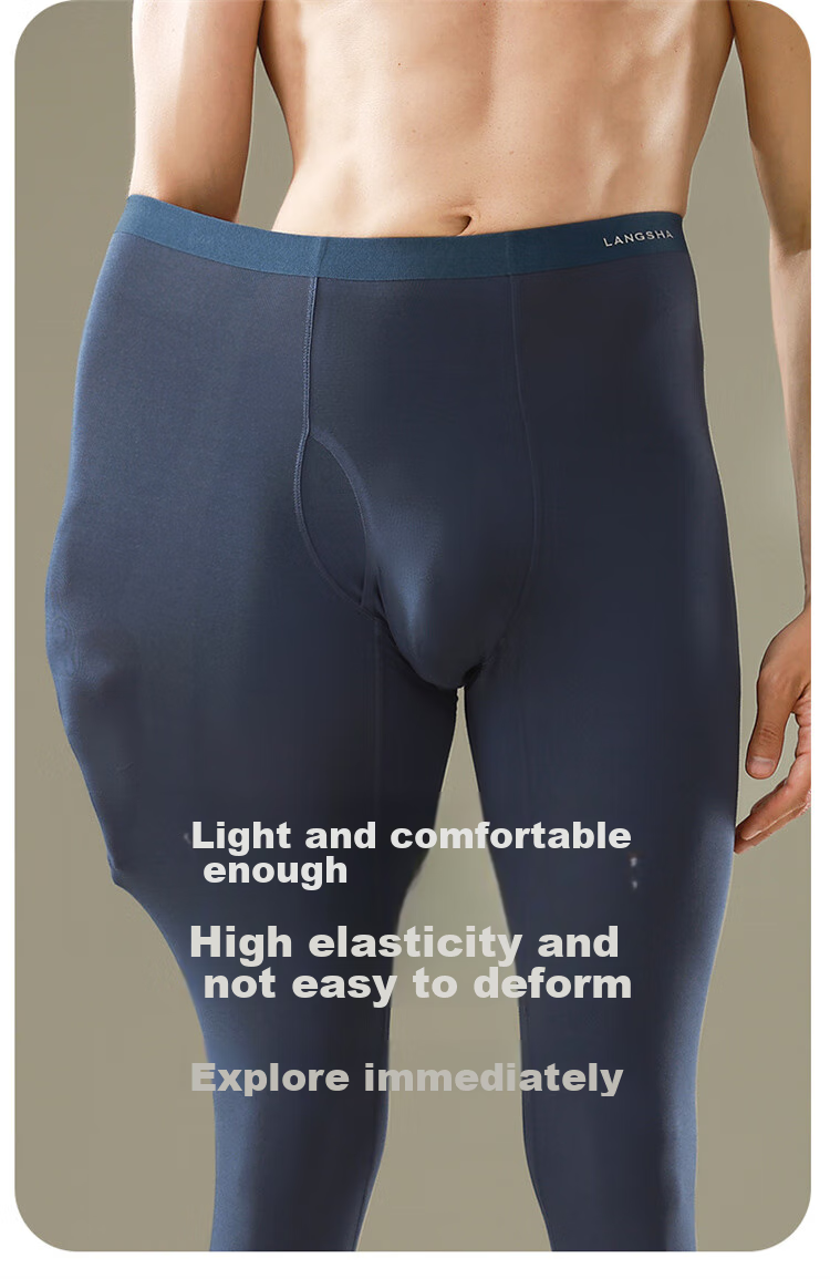 LangSha Men's Seamless Slim-Fit Antibacterial Thermal Underwear Long Johns Base Layer Pants for Autumn And Winter 10