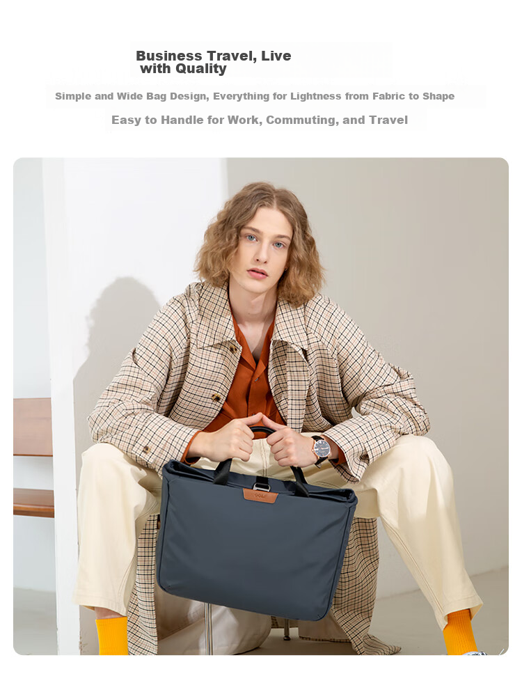 GOLF Business Briefcase, Men's Casual Large-Capacity Handbag, Can Fit 14-Inch Laptop, Fashionable Multifunctional Shoulder Crossbody Bag, 6J679424J Gray 2