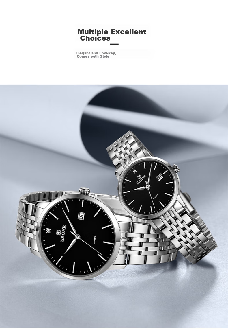 EBOHR Men's Watch, Master Series Simple Steel Strap Quartz Men's Watch, Birthday Mid-Autumn Festival Gift 50290413 8