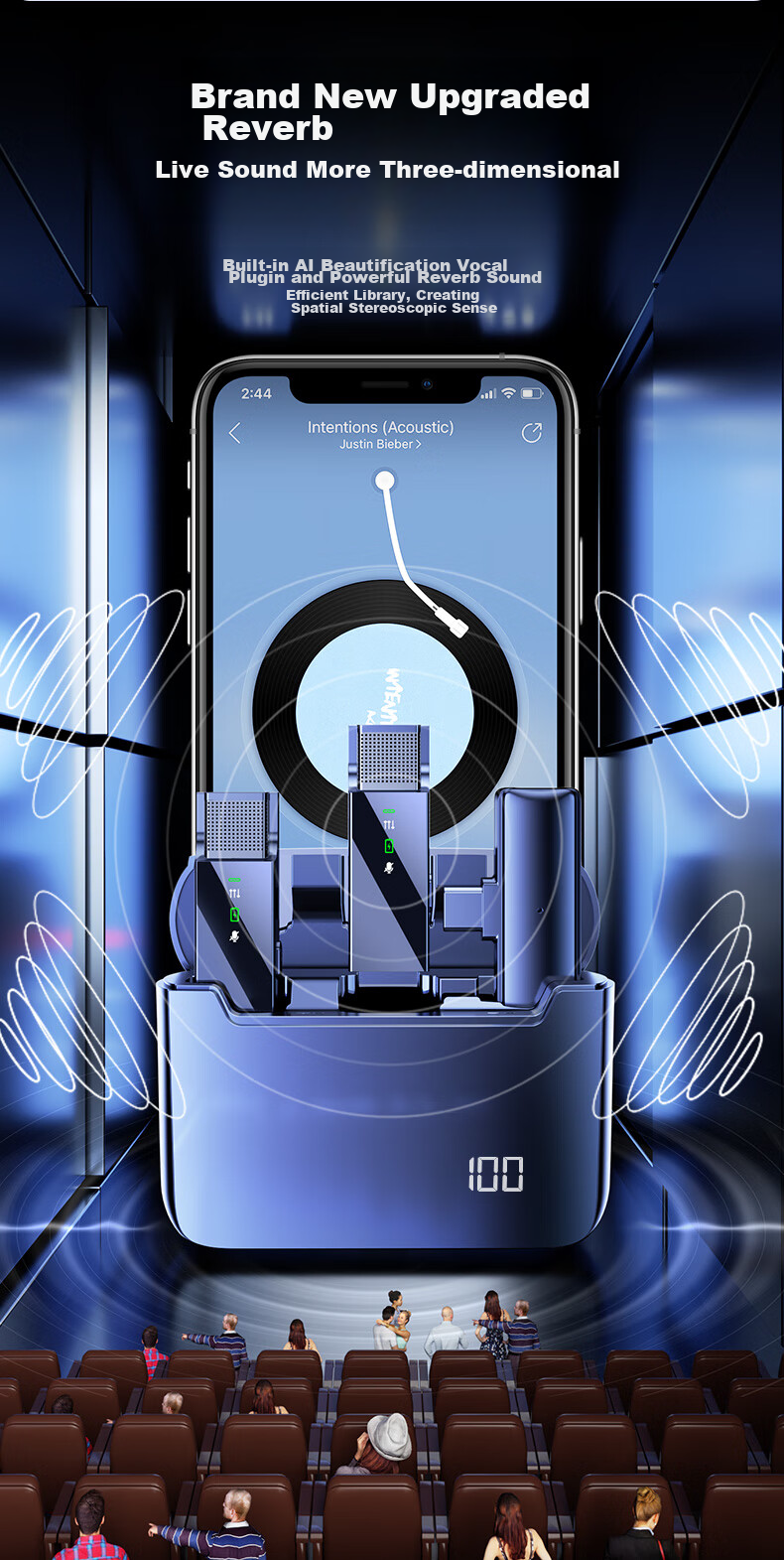 CRENOV Wireless Lavalier Microphone, Audio Recording Device for Live Streaming And Recording, Suitable for Mobile Phones, Computers, Cameras, TikTok, Outdoor Short Videos, Professional Noise Reduction Karaoke Microphone, One Transmitter And One Receiver with Storage 13