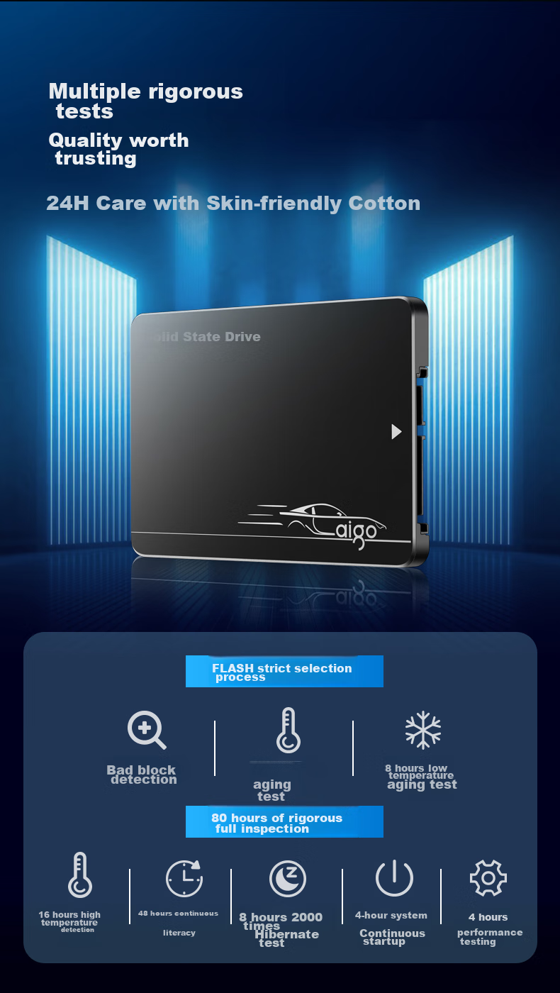 Aigo 256GB SSD, SATA 3.0 Interface, 2.5-Inch, Desktop And Laptop System Drive, Original Chip Read Speed 550MB/s, Storage Accessory S500 9