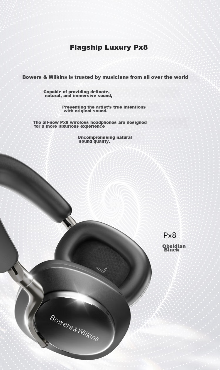 Baohuaweijian Px8 [Price Protection Double 11] Wireless HiFi Over-Ear Bluetooth Headphones, B&W Smart Active Noise Cancellation High-Fidelity Music Headset Gift S2, Sand Brow 2