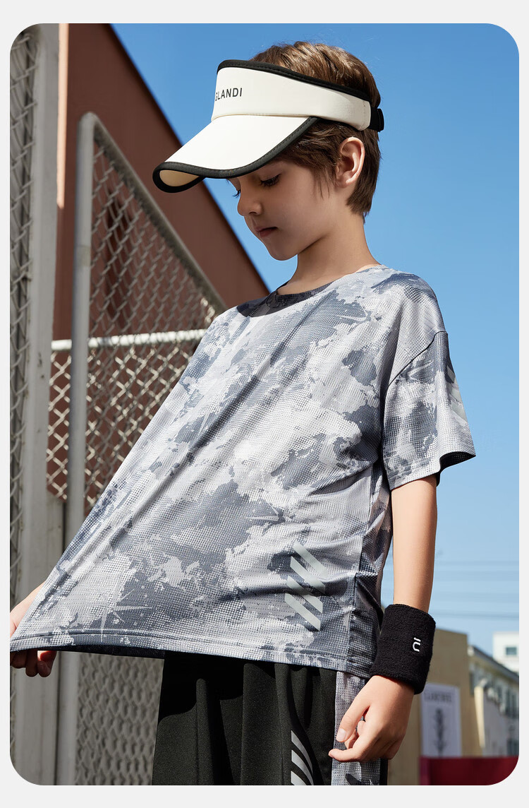 ASK JUNIOR Children's Clothing Set, Boys' Summer Thin Breathable Short-Sleeve T-Shirt And Shorts, Sports Running Two-Piece Set, Tennis Outfit 42