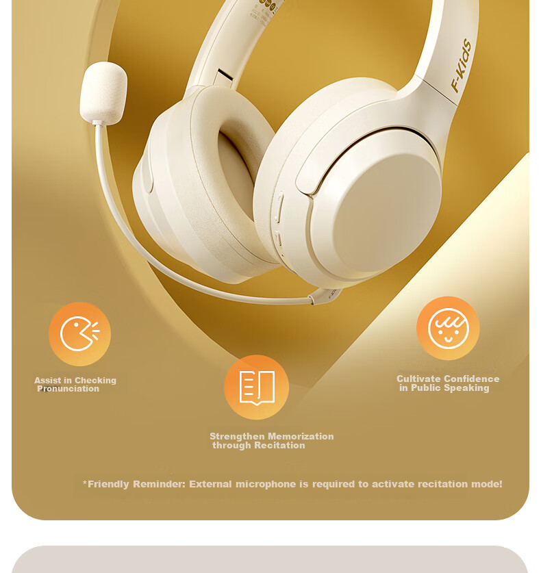 IKF Fkids H2 Over-Ear Bluetooth Wireless Headphones, Professional Recitation And Memorization Headphones, Immersive Student Online Class English Exam Learning And Memorization Specialized 11