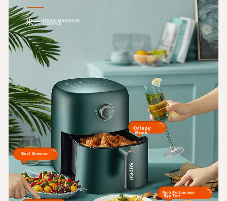 SUPOR ZMD Anxin Series, Cooking Visualization, Enjoy Delicious Food, Inner And Outer Metal Material, Steam Tender Frying, 1500W High Power, 6.0L Large Capacity, Air Fryer KJ60D76 20