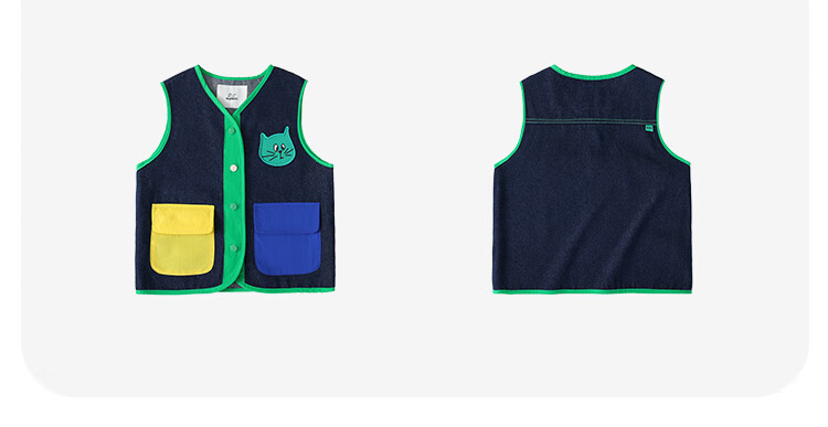 MQDMINI Children's Denim Vest, Autumn Boys And Girls Waistcoat, Inner Or Outer Wear, Sleeveless Jacket, Three-Color Functional Vest 7