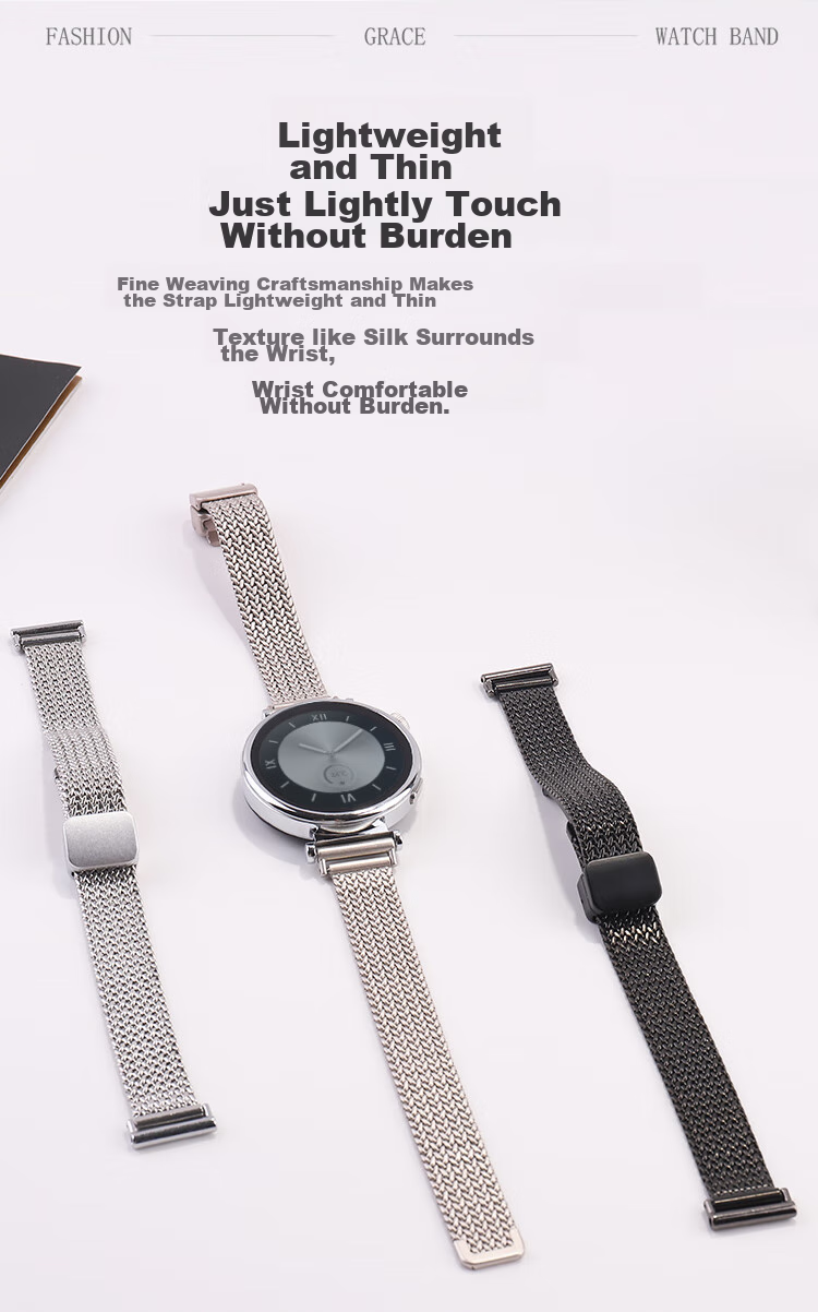 MSSM Compatible Huawei Watch Band for Watch GT3/2/GT3 Pro, Wheat Ear Metal Magnetic Buckle Strap, Slim Waist Wristband for Women [Starry Color], 42/43 Dial-20mm 4