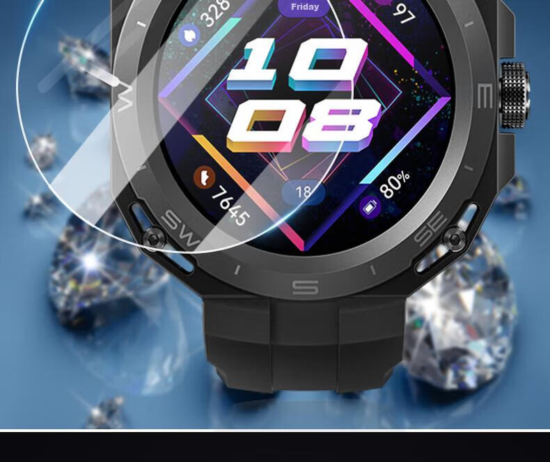 ESCASE [Three-Pack] Huawei WATCH GT Cyber Watch Screen Protector, Tempered Glass Film for Huawei Smartwatch, Full Coverage Anti-Drop Protective Film 5
