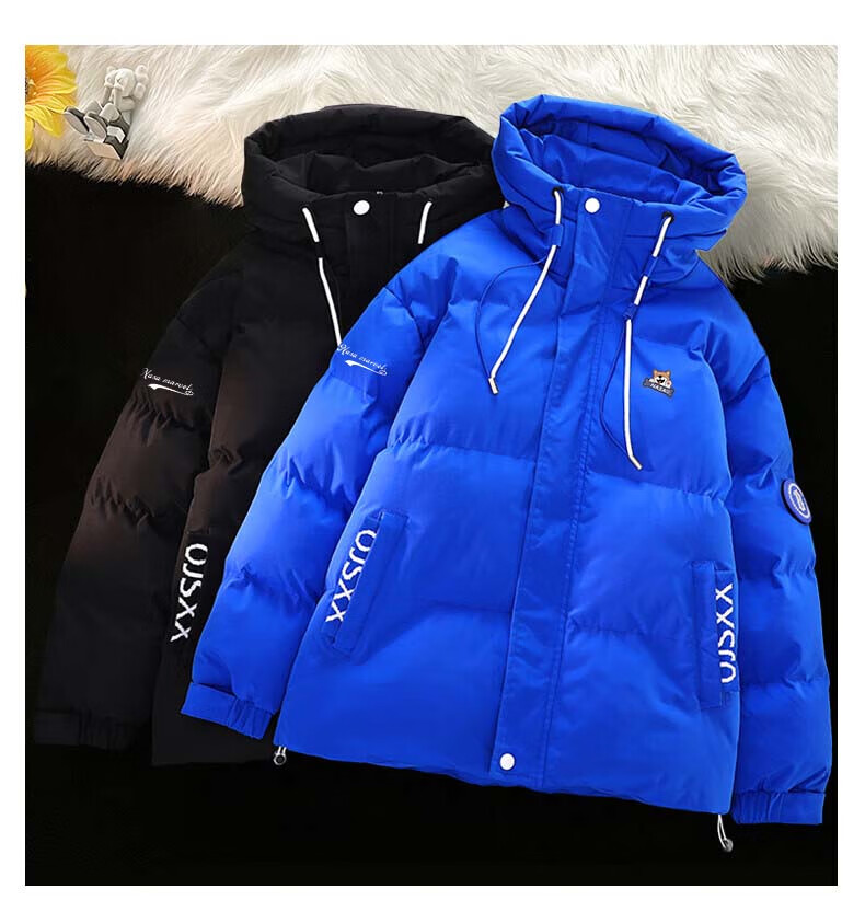 NASA MARVEL Cotton Jacket for Men, Winter Coat, Thickened Trendy Puffer Jacket, Sports Couple Style Cotton Padded Coat, White, 2XL 16