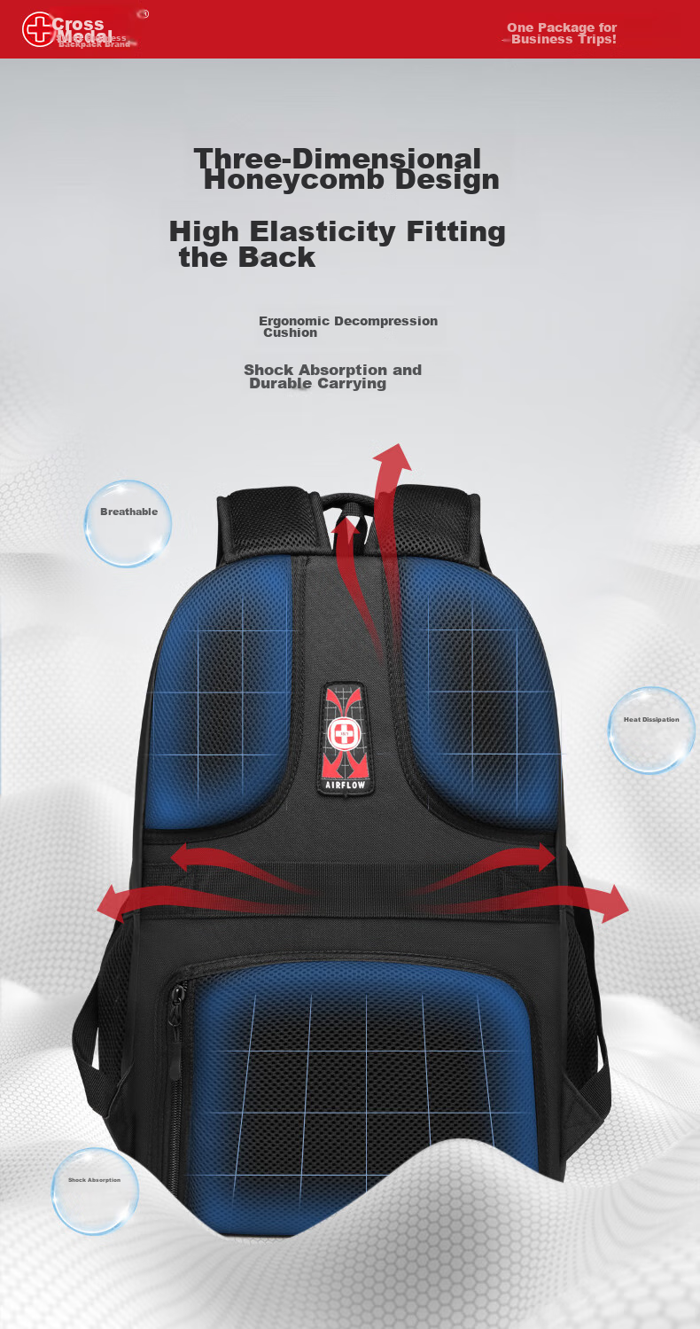 CROSSGEAR Swiss Cross Medal Backpack, 17.3-Inch Laptop Bag, Large Capacity Business Travel Backpack for Me 12