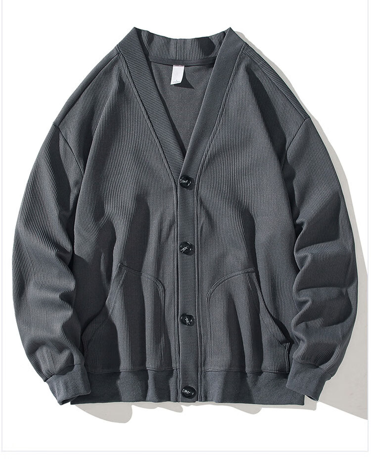 CHUTAN Men's Sweater Cardigan V-Neck Autumn Winter Pullover Casual Japanese Style Long Sleeve Sweater, Black, 2XL 26