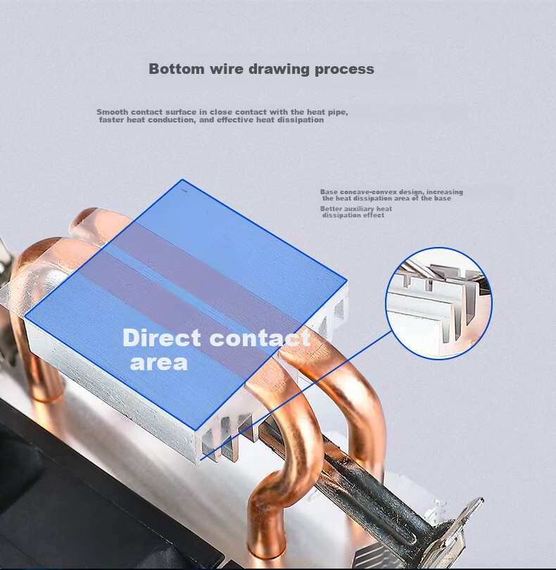 JPLAYER 2 Copper Tube 9cm Non-Glazed Fan CPU Cooling Radiator, Noise-Reducing Fan (AMD/Intel Multi-Platform/Silicon Gel Included) 4