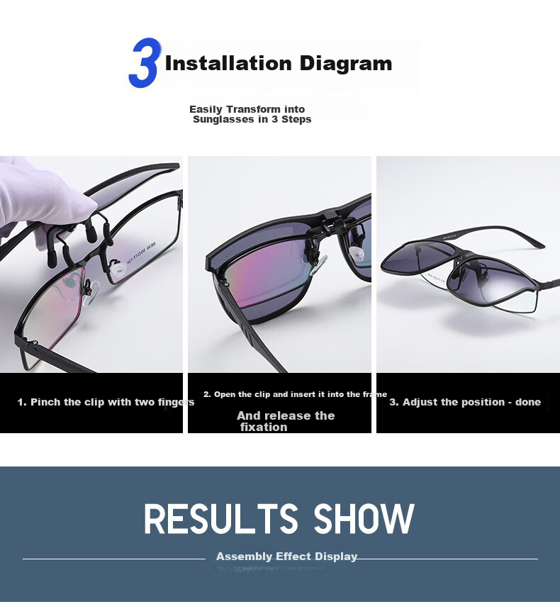 GOGOSOON Myopia Glasses And Sunglasses Clip-On, Ultra-Light Invisible Clip-On Polarized Glasses for Men And Women, Specially Designed for Driving, Men's GM Sunglasses 19