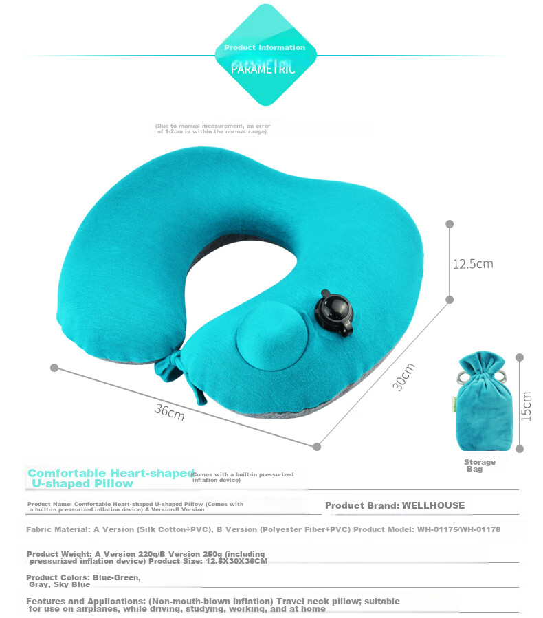 WELLHOUSE Summer Travel Neck Pillow Set of 4 with Eye Mask, Storage Bag, U-Shaped Pillow, Portable Nap Aid, Gray 3