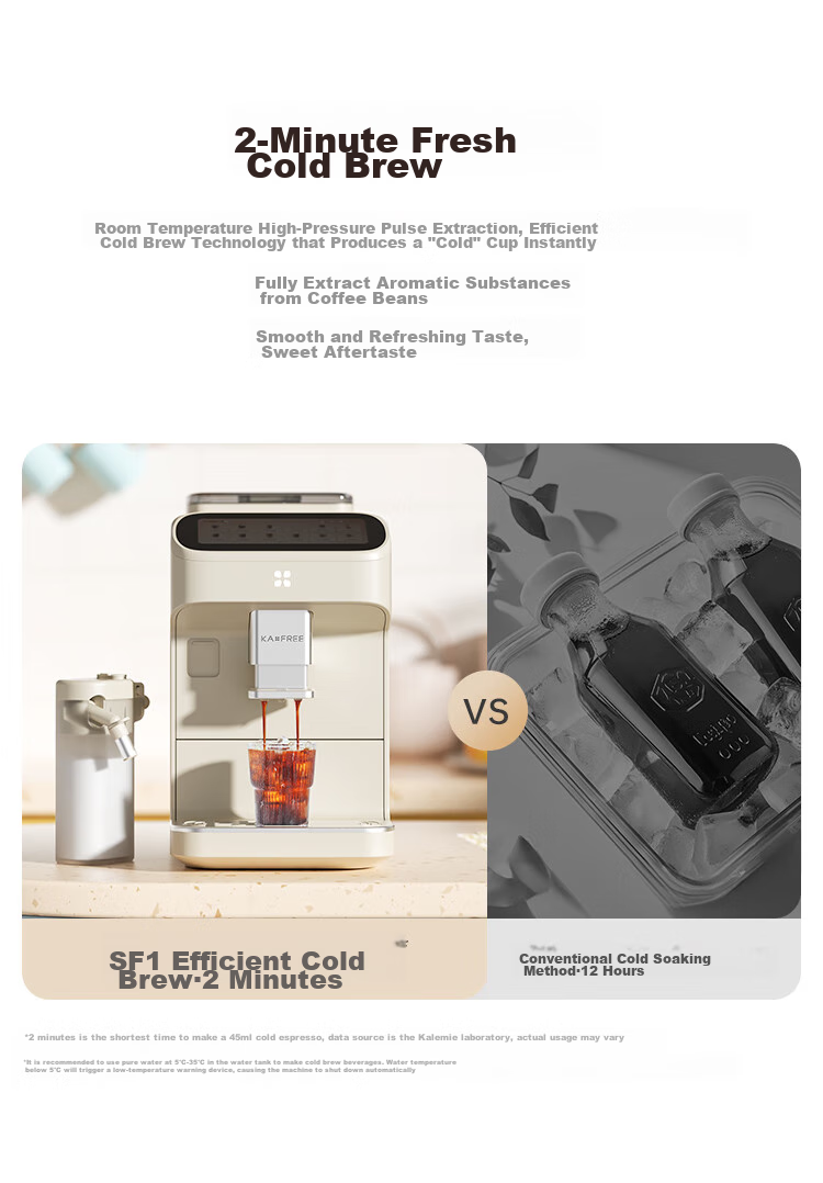 KAxFREE [Flagship Bestseller] Coffee Machine, Home Fully Automatic Coffee Maker with Fresh Grinding And Cold Brew, Italian-Style, Large Touch Screen, Dual Temperature Dual Extraction, SF1 Max, Moon White 10