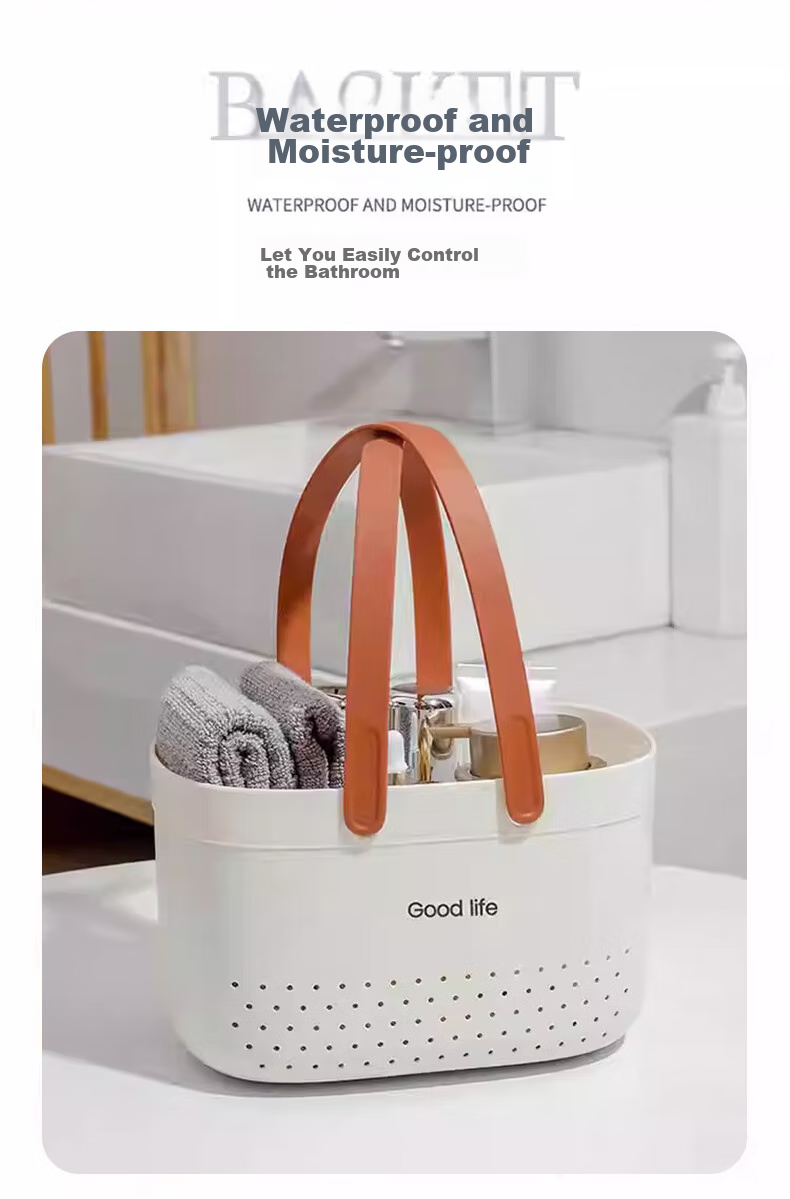 Jinghuisichuang Laundry Basket, Shower Caddy, Portable Thickened Hollow Quick-Drying Bath Basket, Student Shower Organizer, Bathroom Storage Basket 6