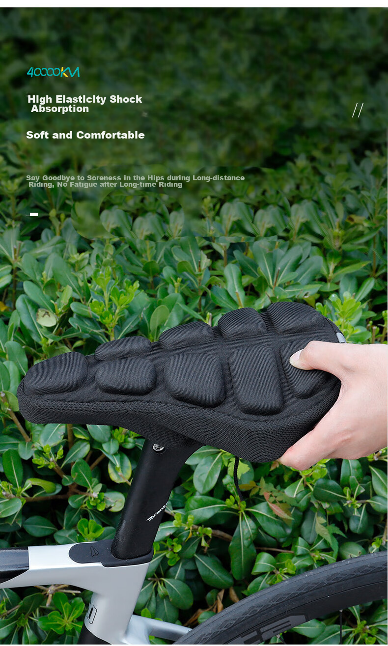 Siwangongli Bicycle Seat Cover, Road Bike Shock-Absorbing Reflective EVA Seat Cover, Mountain Bike Riding Saddle Accessory 4