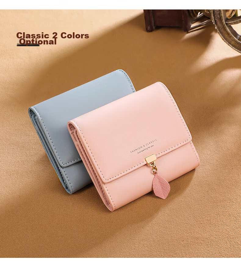 Viney Leather Women's Wallet, Short Foldable Multi-Card Holder Purse, Light Luxury Multifunctional Large Capacity Student Coin Purse 4