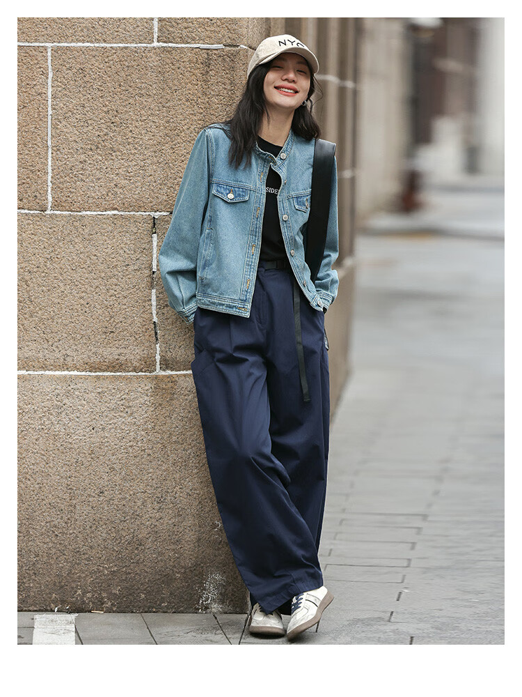Dme Small Round Neck Denim Jacket Spring Straight Shoulder Sleeve Slim Fit Short Denim Jacket 6