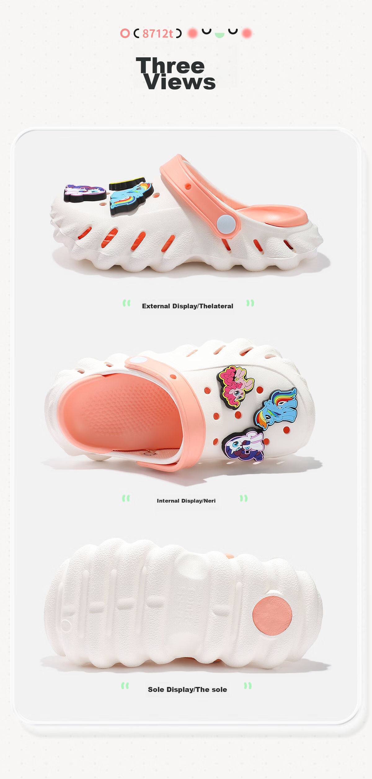 My Little Pony Kids Slippers Girls Summer Sandals Beach Shoes Round Logo Purple Size 36-37 9
