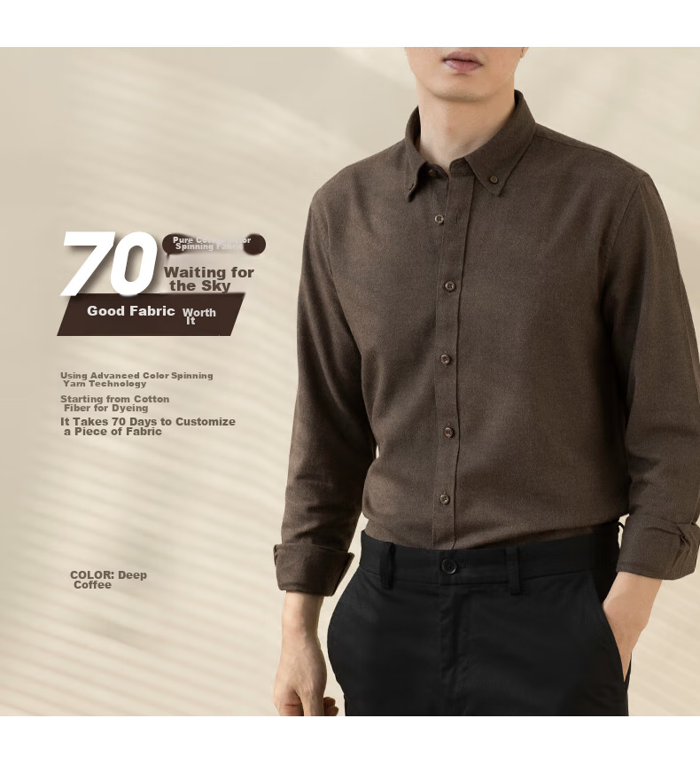 BLACKMONDAY Premium Pure Cotton Shirt for Men, Long Sleeve, Spring And Autumn Season, All Cotton Brushed Fabric, Wrinkle-Resistant, No-Iron Men's Business Casual Shirt 4