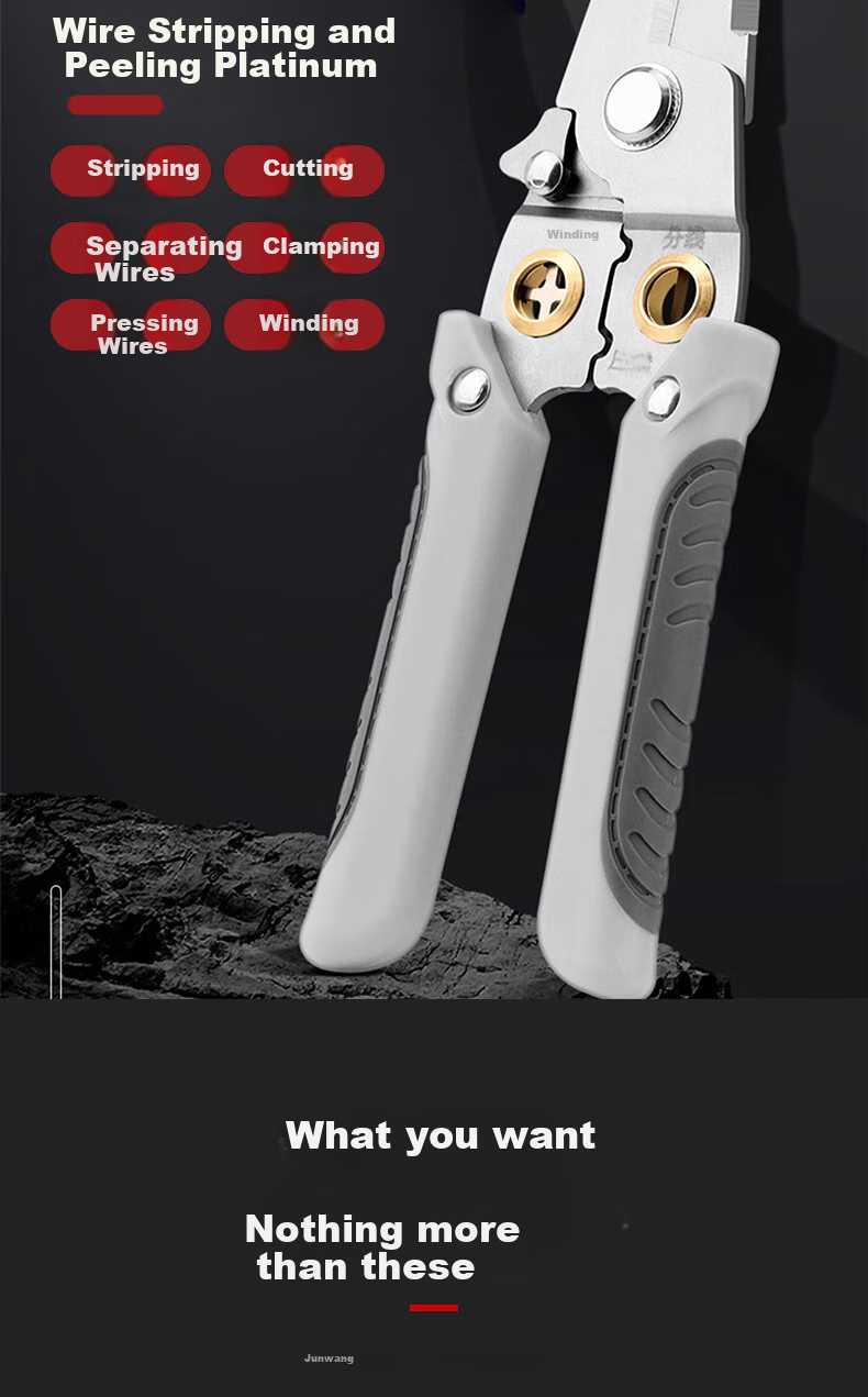 Jingkai Wire Stripping Pliers, Electrician's Pliers, 7-Inch Multifunctional Crimping Pliers, Wire Stripper, Cable Puller, Wiring Tool, Wire Peeling Pliers 2
