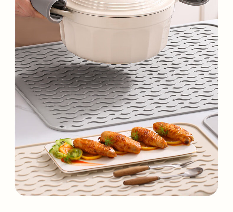 Siwangongli Heat Insulation Mat, Draining Mat, Kitchen Protective Silicone Pad, Countertop Mat, Cutting Board Non-Slip Mat, High Temperature Resistant Anti-Scalding Mat, Placemat 8