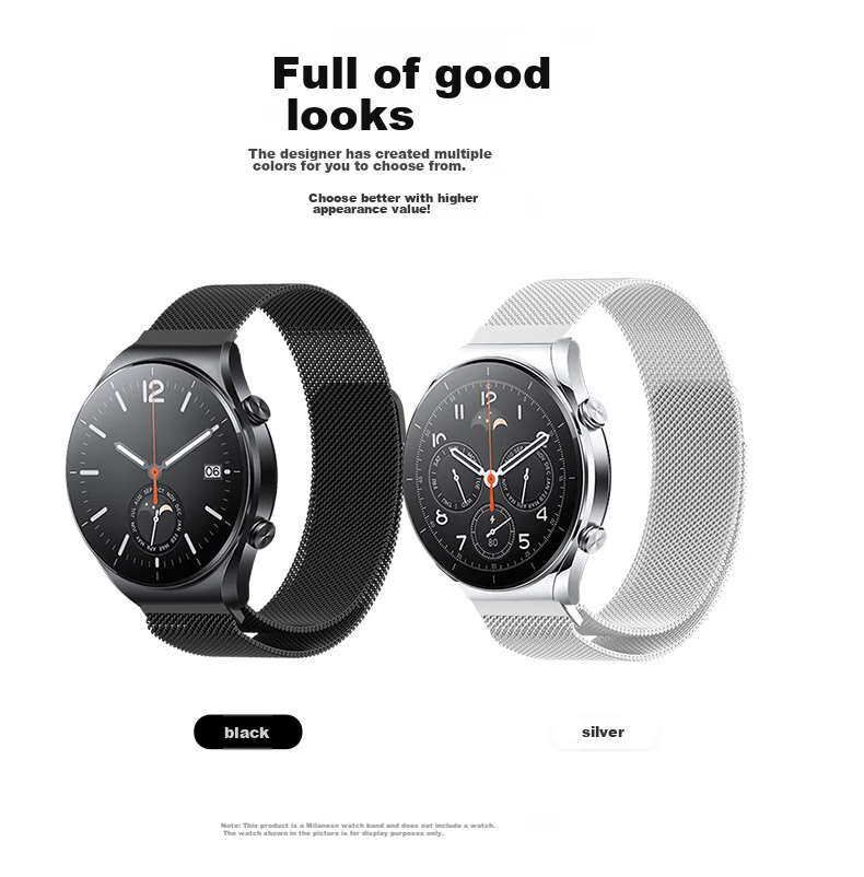 KMaxAI Compatible with Xiaomi Watch S4/3/2/1 Milanese Metal Strap Color Sport/Pro Sports Edition Stainless Steel Braided Watch Band Magnetic Watch Chain Black 2