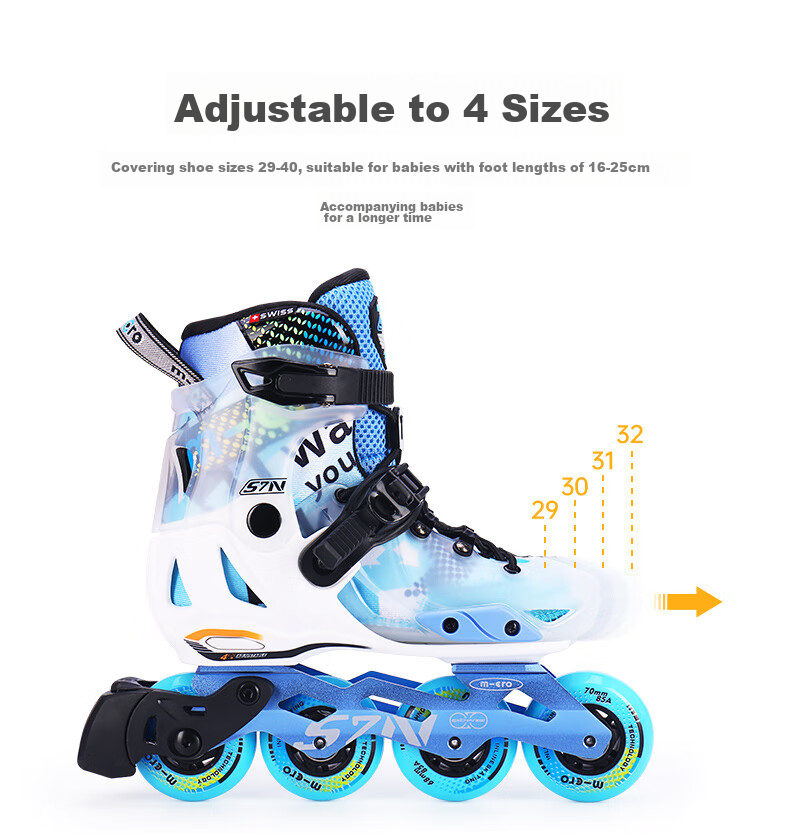 Micro Migu Roller Skates for Children, Boys And Girls, Hard Shell Flat Flower M-Cro Straight Row Inline Skates S6N Pink Set Size L 9