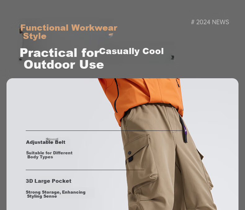 CAMEL Men's Cargo Pants, Wide-Leg Style, Wang Junkai's Same Style, Spring And Summer Soft Shell Straight-Leg Casual Trousers M14CAWI644 10