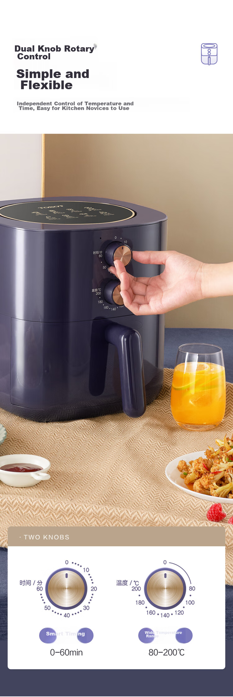 TOSOT Gree Air Fryer, 5L Large Capacity, Precise Temperature Control, Tender Frying, Fully Automatic, Multifunctional, Home Use, Easy to Clean, Oven Air Fryer 0502 11