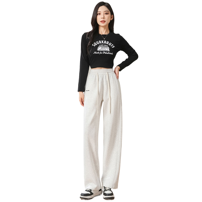 FitonTon Women's Sports Pants, Autumn And Winter High-Waisted Slim-Fit Banana Pants, Loose-Fitting Sweatpants, American-Style Wide-Leg Pants, Slimming Versatile Trousers