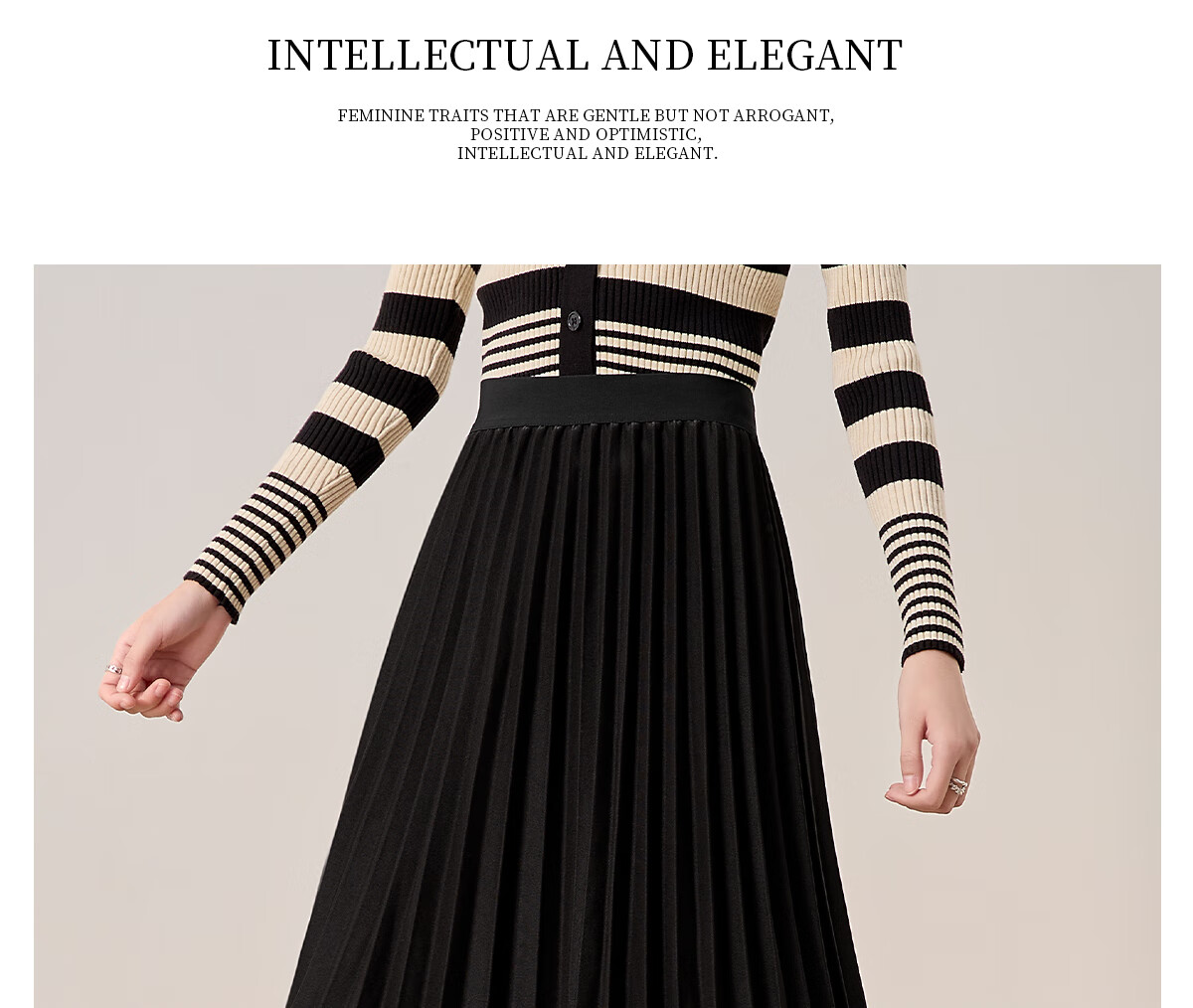 Chushen Spring And Autumn High-Waisted A-Line Midi Skirt for Women, Fashionable Versatile Pleated Skirt S13KB2098 Black 16