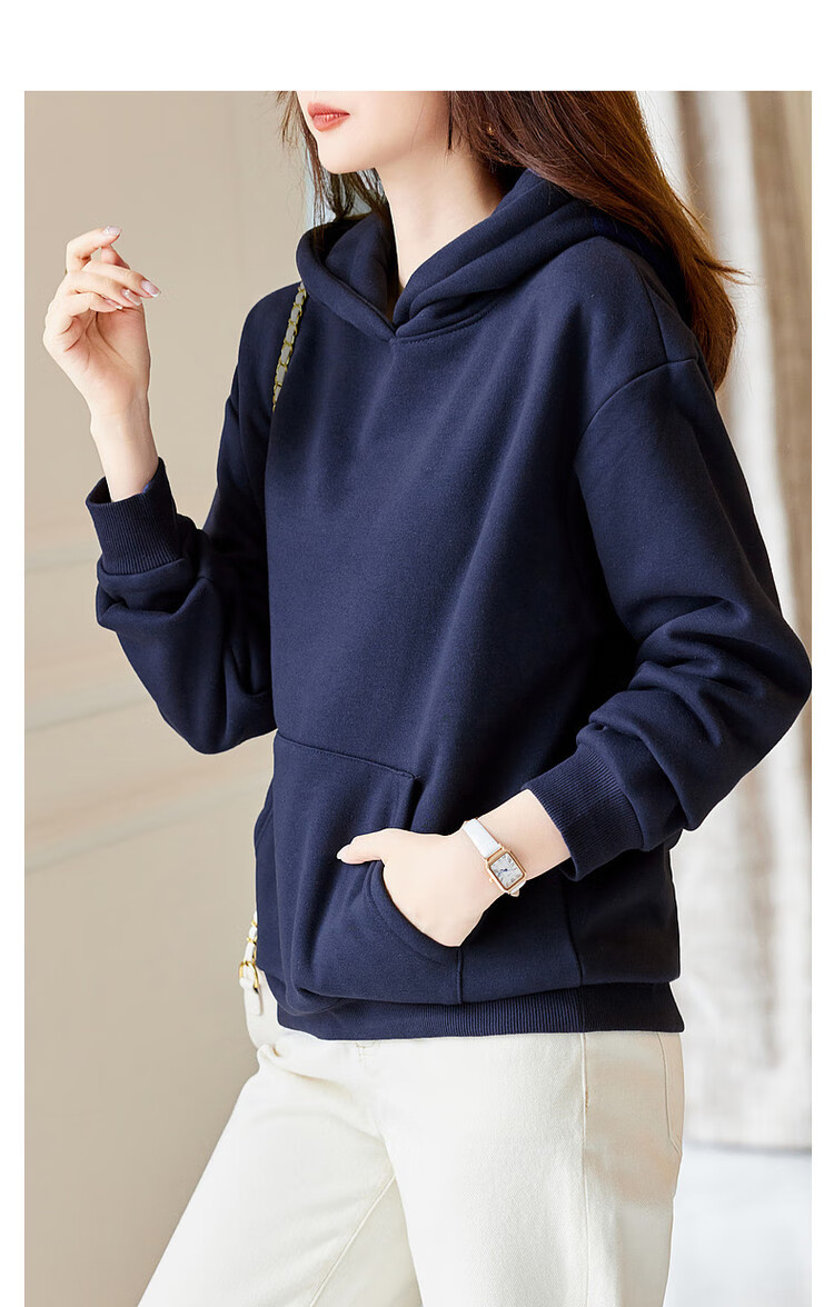 Dme [Hooded Commuter] Winter Fashion Fleece-Lined Drop Shoulder Long Sleeve Pocket Commuter Sweatshirt for Women, Linen Gray, M 27