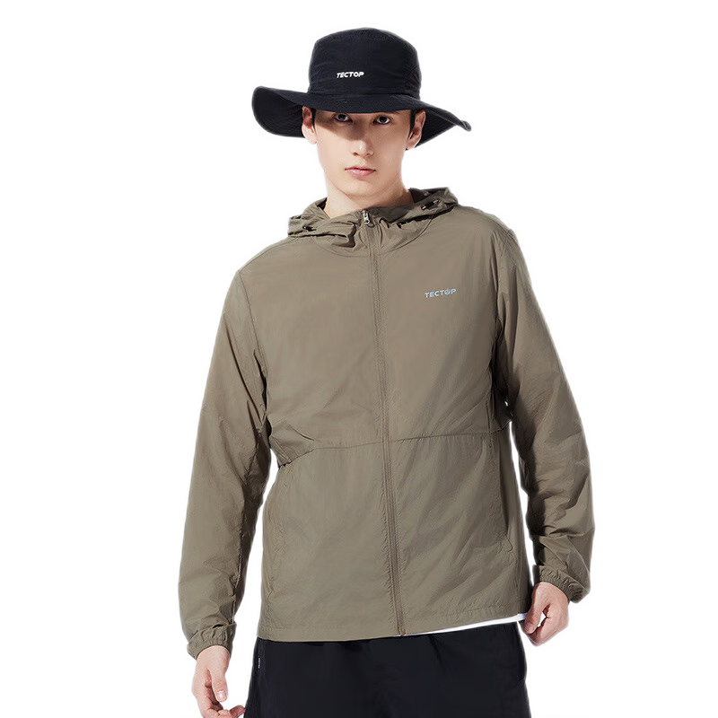 TECTOP Sun Protection Clothing, Summer UV-Resistant Couple Style, Outdoor Travel Top, 2422153FS New Khaki S
