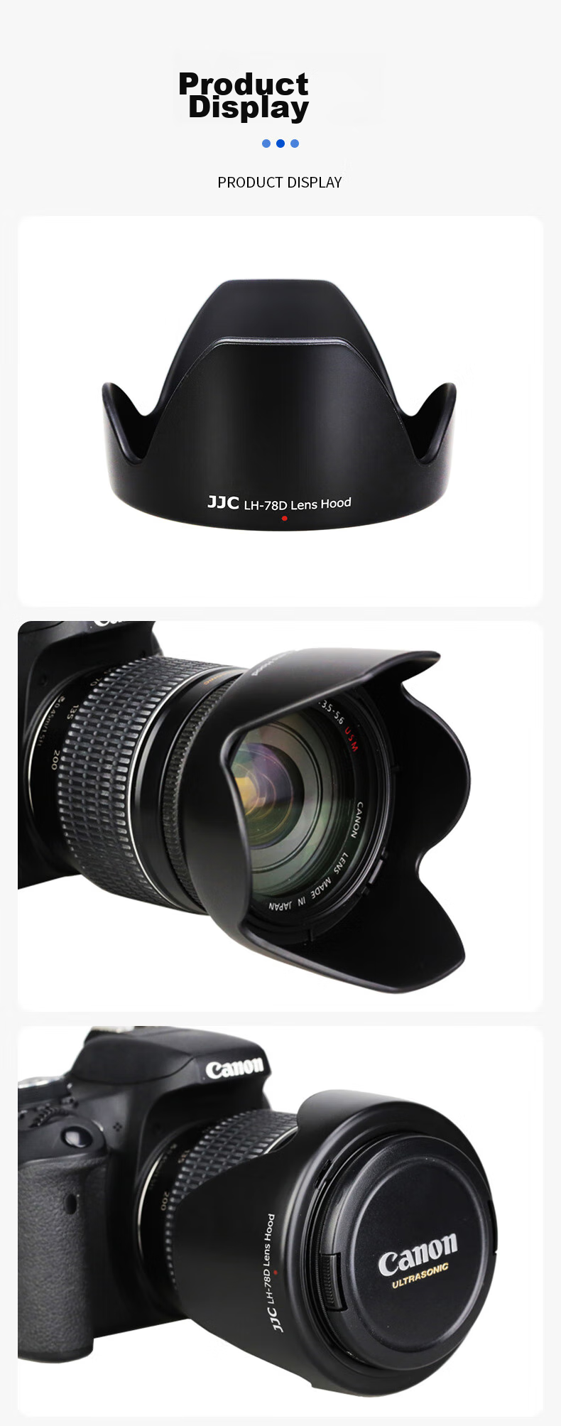 JJC Compatible with Canon EF-S 18-200 IS Lens Hood, 72mm, EW-78D 7