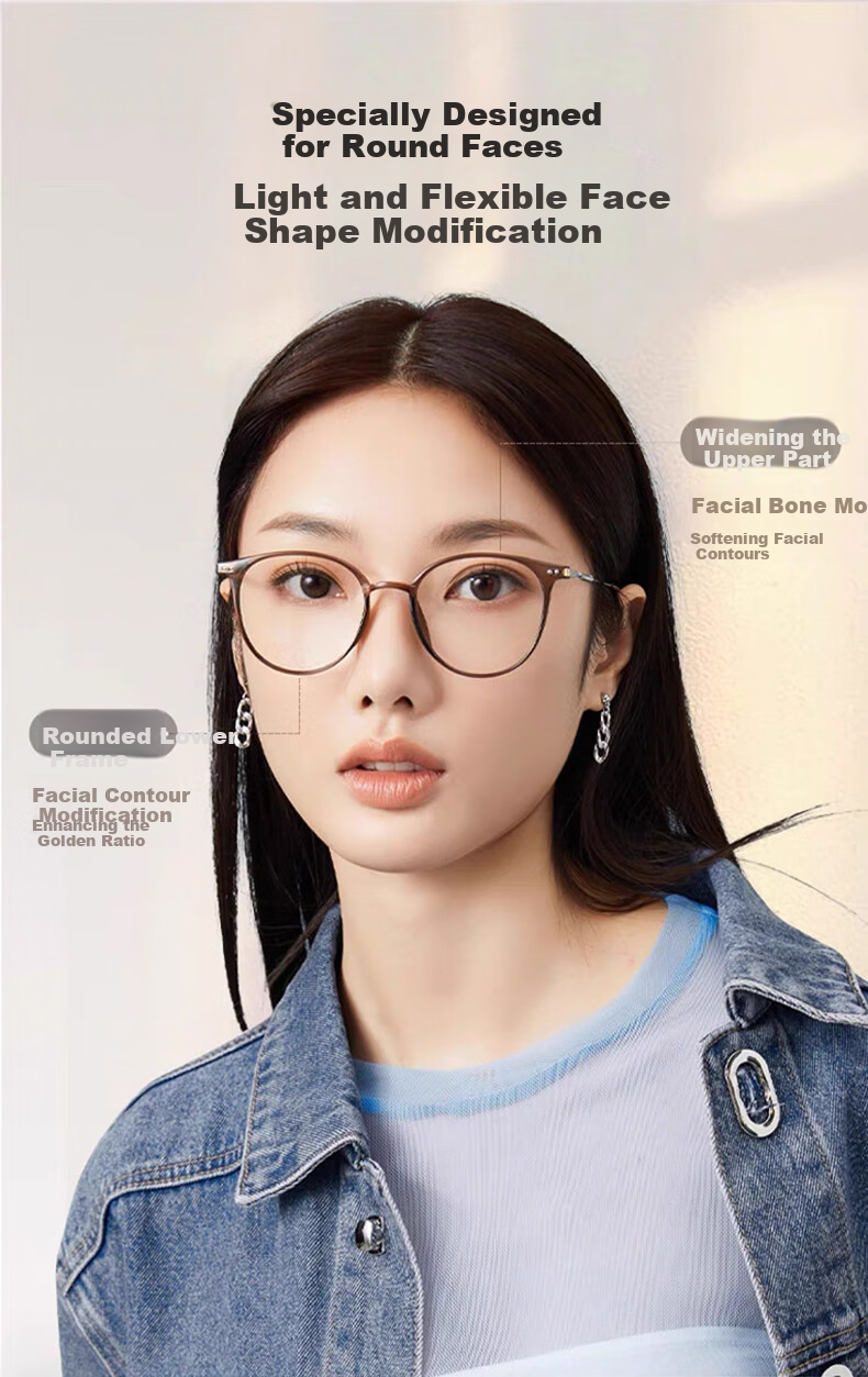 LOHO Lightweight Glasses for Women, Myopia Eyeglass Frames, Prescription Available, Blue Light Blocking, Slimming Effect for Large Faces, LH099014 2