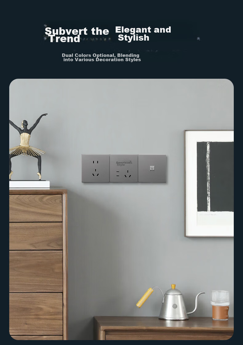 DELIXI Switch Socket Panel, 86-Type Panel, CD229, Three-Gang Switch, Triple-Gang Double-Control Switch, Space Gray Large Panel 4