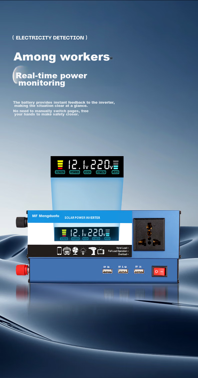 Mengduofu Car Power Inverter 12v24v to 220v Multi-Functional High-Power Car Truck Inverter Power Supply for Tricycles And Street Vendors 11