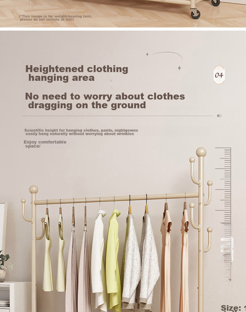 Shunyou Coat Rack, Floor-Standing Clothes And Hat Stand, Bedroom And Living Room Movable Drying And Storage Rack, 120CM, SY-309 5