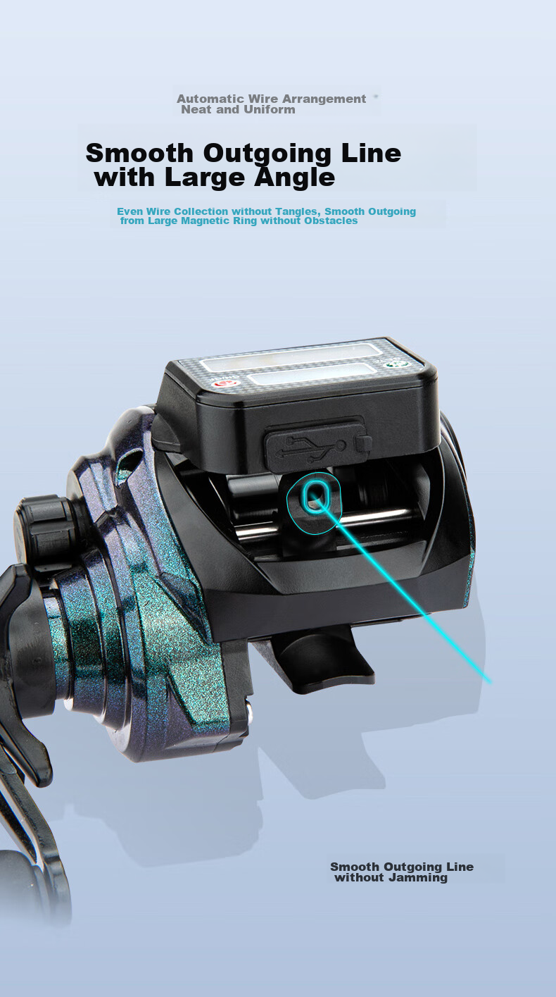 Kemailei Digital Display Lure Fishing Reel with Magnetic Water Drop Wheel, Solar USB Rechargeable, Suitable for Raft Fishing, Bridge Fishing, Boat Fishing, And Fishing Line Reel - Right 6