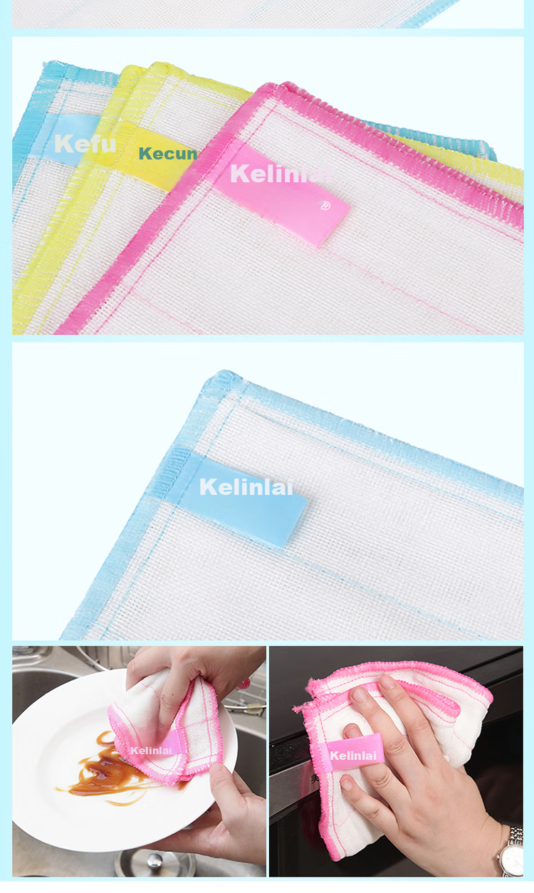 Kelinlai Multi-Purpose Cleaning Cloth Dish Towel 30*30cm 3-Pack 8-Layer Filter Absorbent Oil-Removing Dish Washing Kitchen Cleaning Cloth 6