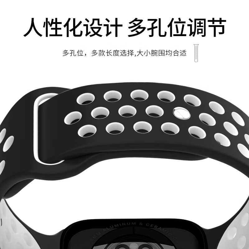 Ремешок BHO для Apple Watch Series 11/Ultra 3/S10, S9/8/7/6/SE3/2/1, спортивный, силиконовый, с перфорацией, 38/40/41/42 мм, платиновый