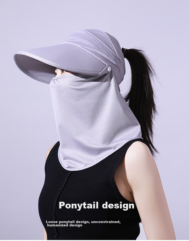 BIKEBROS Sun Protection Face Mask, Ice Silk Cool-Feeling Neck Guard, Outdoor Driving Cycling Fishing Gear, Brim Style in Gray 7