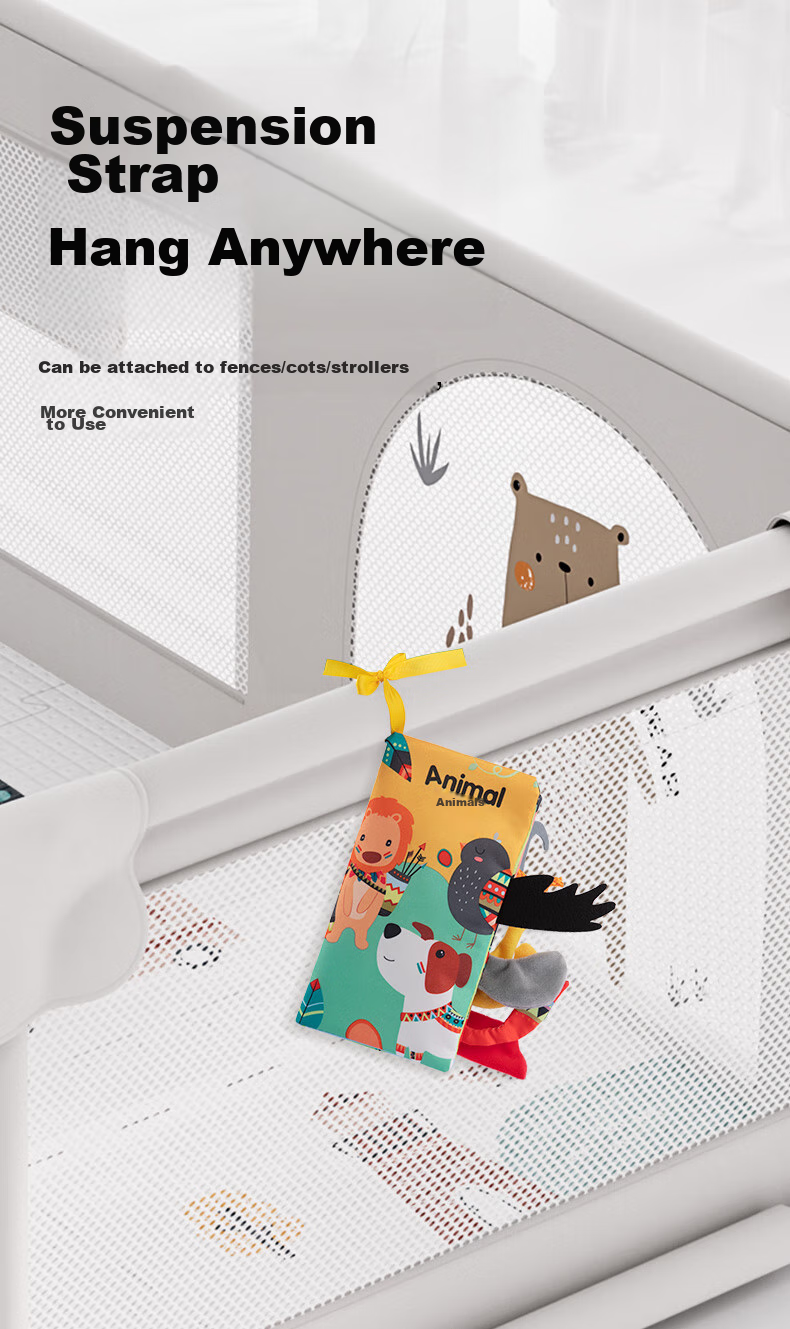 Beiboshi Babybox Early Education Infant Toy for 0-6 Months, Baby-Safe Chewable And Washable Animal Tail Cloth Book 18