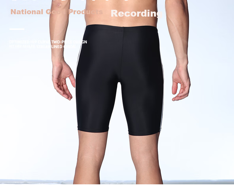 LI-NING Men's Swim Trunks Elastic Comfortable Five-Point Quick-Dry Non-Cling Swimming Shorts 736 Black L 10